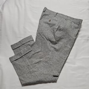 Isaia Napoli Gray Tweed Wool Men's Flat Front US 36 Dress Pants Inseam 32 Luxury